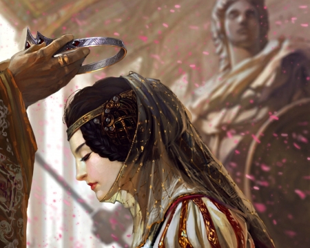 The first lady - woman, girl, crown, bayard wu, fantasy, art, church, luminos, first lady