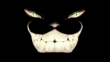 Cheshire cat - cheshire cat, omrikoresh, black, fantasy, pisica, smile, white, funny, face, art