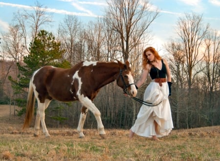 Cowgirls Day Off.. - girls, women, style, fun, models, female, cowgirl, fashion, pets, outdoors, western, horses, blondes, ranch, photo shoot