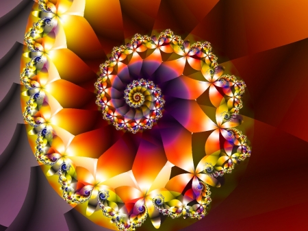 Flower Spiral - geometric, colorful, petals, fractal