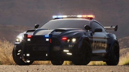 Barricade Returns In Upcoming Transformers Movie Dressed as New Ford Mustang - movie, ford, police, lights