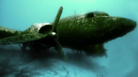 Underwater Plane Wreck - plane, wreck, water, underwater, mystery, ocean