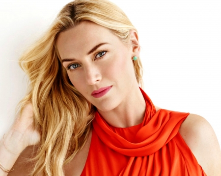 Kate Winslet - white, woman, actress, girl, kate winslet, orange, blonde