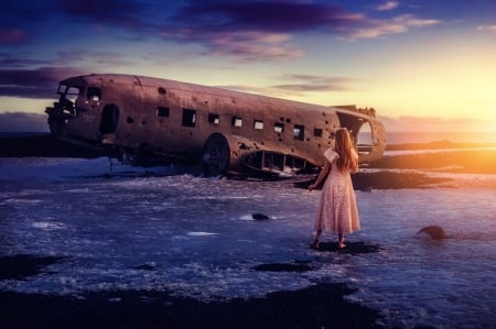 Underwater Wreck - plane, wreck, water, underwater, snow, mystery