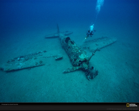 Underwater Wreck - wreck, mystery, ocean, water, plane, underwater