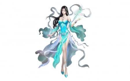 Fantasy girl - white, fantasy, beauty, game, girl, asian, blue