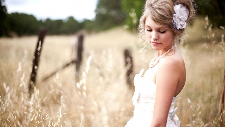 A Walk In The Field.. - women, fun, trees, female, fields, fashion, models, western, fence, girls, cowgirl, style, outdoors, blondes, ranch