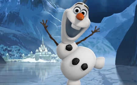 Frozen (2013) - snowman, winter, blue, olaf, ice, frozen, white, movie, disney