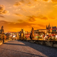 Prague, Charles Bridge at Sunset