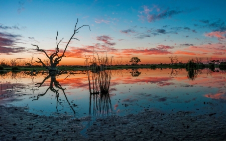 sunset - nature, fun, lake, cool, sunset