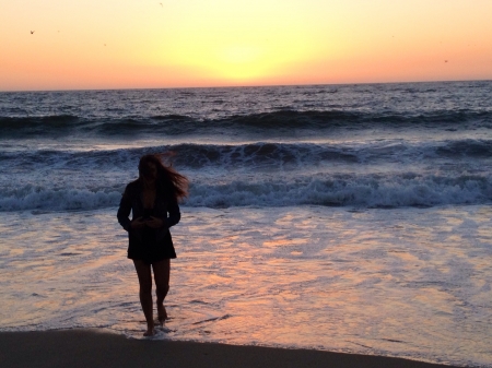 Solitary Sunset - sea, sunset, ocean, nature