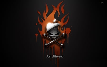 burning skull - burning, logo, apple, skull