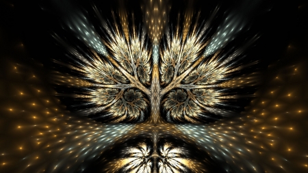 Abstract - abstract, black, fractals, golden, texture, tree, luminos