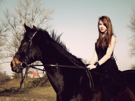 Morning Ride.. - women, fun, female, fashion, models, brunettes, western, horse, girls, cowgirl, style, outdoors, barn, ranch