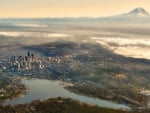 extreme aerial view of seattle