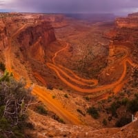 White Rim Road seen from Island in the Sky in Canyonlands National Park Utah