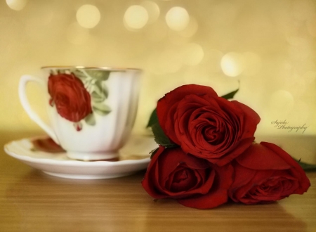 ♥ - roses, flowers, cup, soft