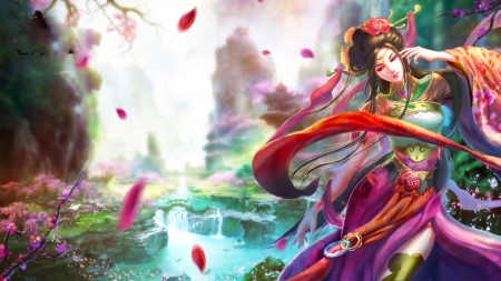 Colorful Beauty - woman, costume, girl, colorful, asian, fantasy, art, pretty, beautiful, digital