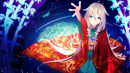 Ia - anime, vocaloid, blue, girl, nekomaaro, manga, ia, hand, red