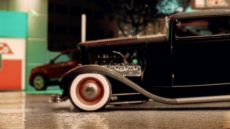 Hot Rod - rain, auto, fantasy, custom, car, vintage, hot rod, classic, night time