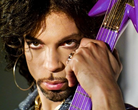 Prince - guitar, prince, hand, purple, singer, face, jewel