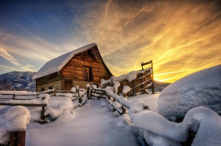 snowy cabin - fun, winter, nature, cabin, cool