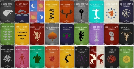 Game of Thrones All Houses - All, Alphabatically, GOT, Houses