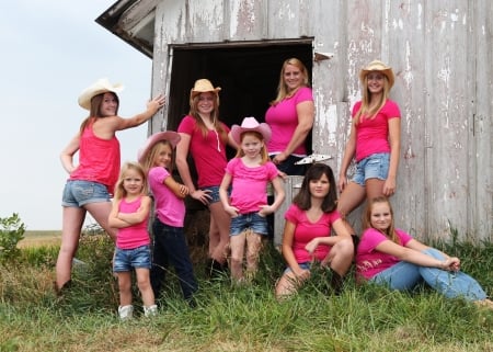 Pink.. - women, fun, female, boots, hats, brunettes, western, pink, redheads, barns, girls, cowgirl, style, outdoors, blondes, ranch