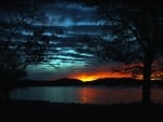 magnificent dark lake sunset