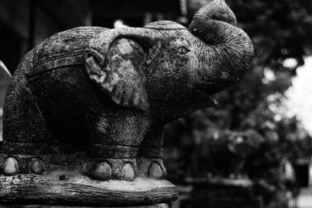 Statue in Chiang Mai - monument, art, elephant, statue