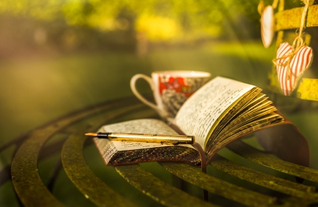 Bokeh - style, bokeh, diary, pen, notebook, mug