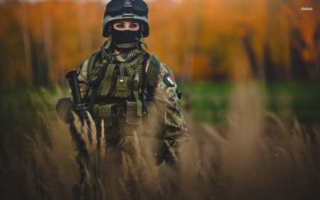 italian woman soldier - soldier, field, woman, italian