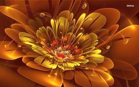 flower power - bright, golden, yellow, 3d