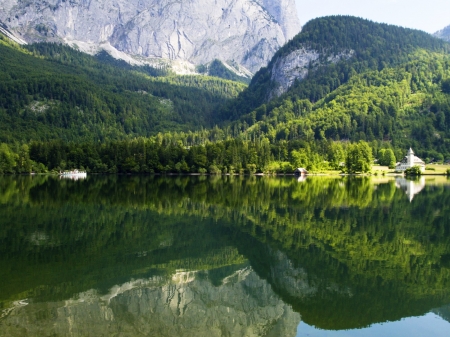 Gruner Forest,Austria - trees, nature, lake, forest, mountains, reflection, rocks