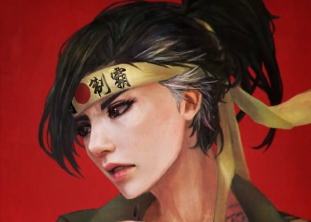 Hanzo - game, fantasy, overwatch, woman, hanzo, girl, face, art