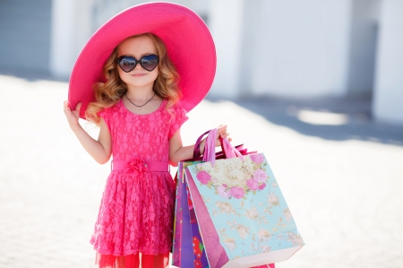 Fashionista - girl, hat, fashionista, sunglasses, child, copil, funny, pink, cute