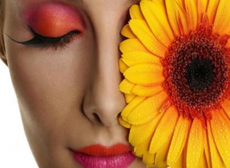 ♥ - eye, face, makeup, floral