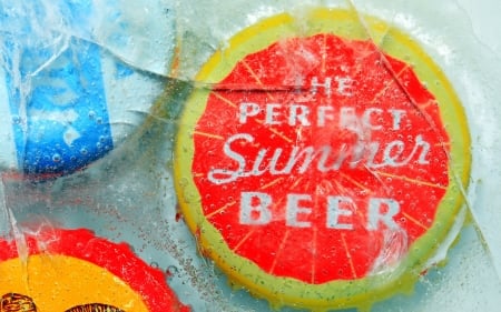 Summer - slice, beer, yellow, summer, blue, orange