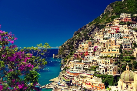 Positano - water, summer, town, coast, Positano, beautiful, mediterraneo, sea, village, Italy, lake, sky