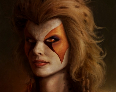 Cheetara - woman, girl, cheetara, fabio vale, face, art, game, portrait, orange, thundercats