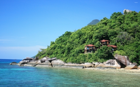 tioman island - beach, ocean, tioman, island, tree