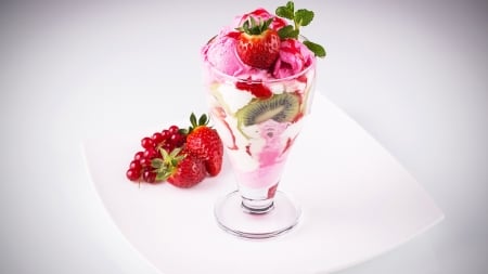 Ice Cream - dessert, sweet, food, strawberries