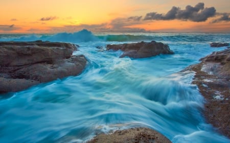 Dusky Ocean - dusky, ocean, water, nature