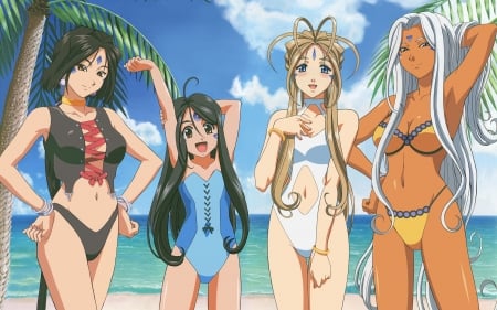 ah my goddess - girl, goddess, beach, bikini