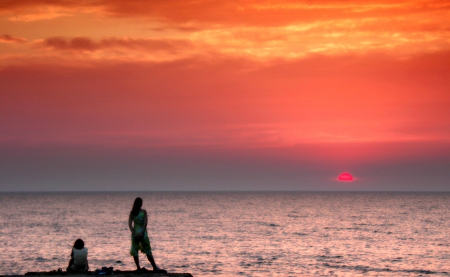 Wonderful Time - beach, sunset, girl, sea