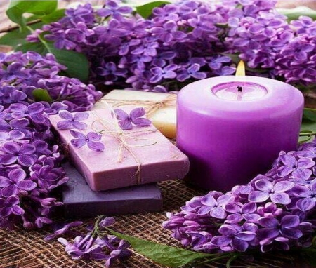 Serenity - flowers, candle, soap, purple