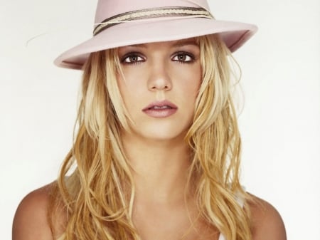 Britney Spears - hat, white, Britney Spears, woman, girl, singer, blonde, pink