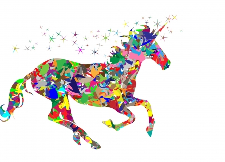 Unicorn - colorful, fantasy, white, rainbow, card, unicorn, horse