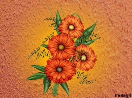 ORANGE DAISIES - flowers, daisies, orange, creation