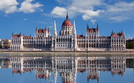 Parliament of Hungary, Budapest - danube, building, reflection, river, city